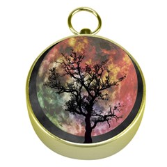 Full Moon Silhouette Tree Night Gold Compasses