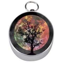 Full Moon Silhouette Tree Night Silver Compasses