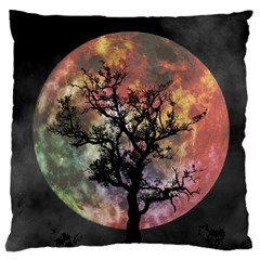 Full Moon Silhouette Tree Night Large Flano Cushion Case (Two Sides)