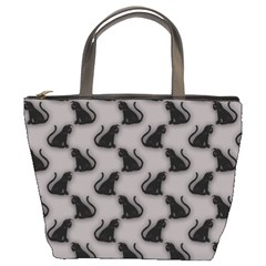 Black Cats On Gray Bucket Bag by bloomingvinedesign