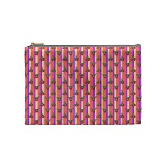 Pink Stripe & Roses Cosmetic Bag (medium) by charliecreates