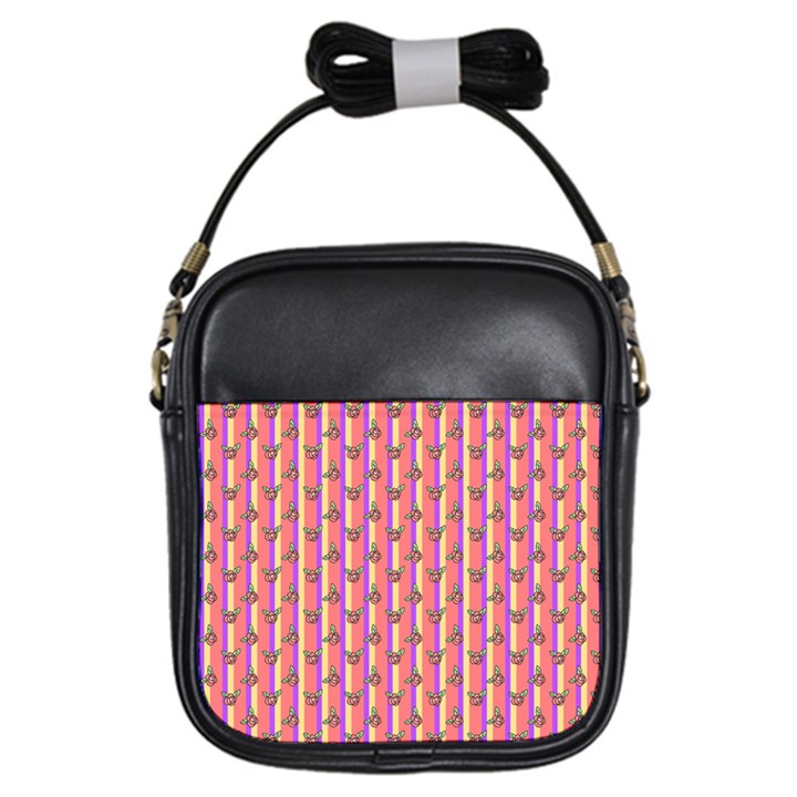 pink stripe & roses Girls Sling Bag