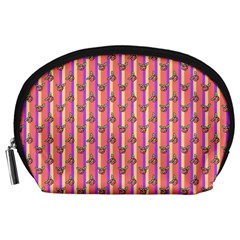 Pink Stripe & Roses Accessory Pouch (large) by charliecreates