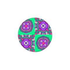 Purple Shapes On A Green Background                         Golf Ball Marker (4 Pack) by LalyLauraFLM