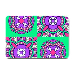 Purple Shapes On A Green Background                         Small Doormat by LalyLauraFLM