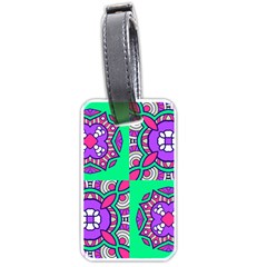 Purple Shapes On A Green Background                         Luggage Tag (one Side) by LalyLauraFLM