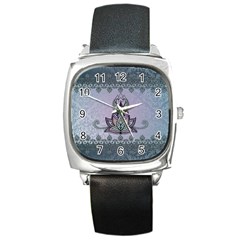 Abstract Decorative Floral Design, Mandala Square Metal Watch by FantasyWorld7