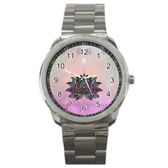 Abstract Decorative Floral Design, Mandala Sport Metal Watch by FantasyWorld7