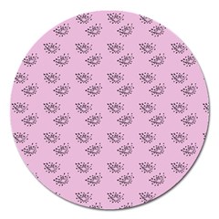 Zodiac Bat Pink Magnet 5  (round)