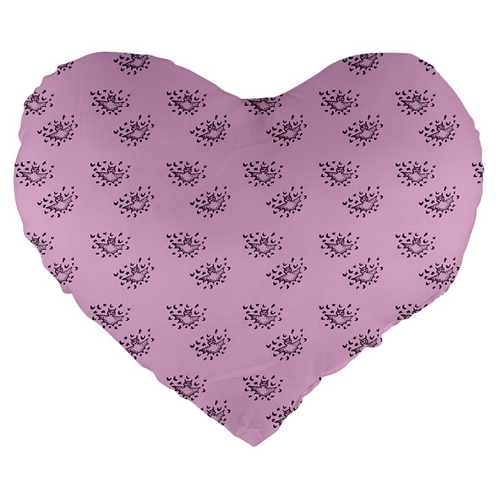 Zodiac Bat Pink Large 19  Premium Flano Heart Shape Cushions
