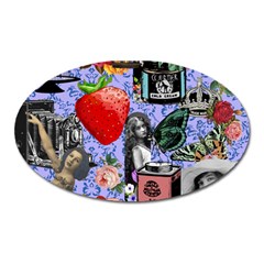 Vintage Girls Floral Collage Oval Magnet