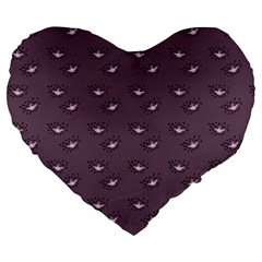 Zodiac Bat Pink Grey Large 19  Premium Flano Heart Shape Cushions by snowwhitegirl