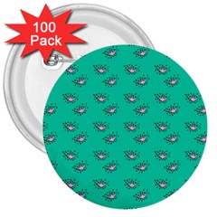 Zodiac Bat Pink Teal 3  Buttons (100 Pack)  by snowwhitegirl