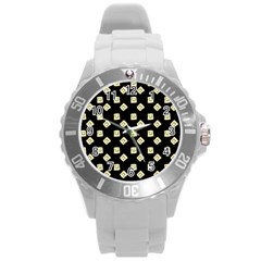 Happy Toast Black Round Plastic Sport Watch (l) by snowwhitegirl