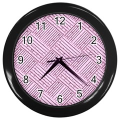 Wood Texture Diagonal Weave Pastel Wall Clock (black) by Mariart