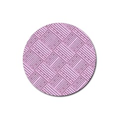 Wood Texture Diagonal Weave Pastel Rubber Round Coaster (4 Pack) 