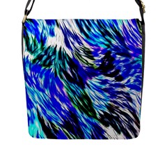 Abstract Background Blue White Flap Closure Messenger Bag (l)