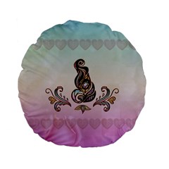 Abstract Decorative Floral Design, Mandala Standard 15  Premium Flano Round Cushions by FantasyWorld7