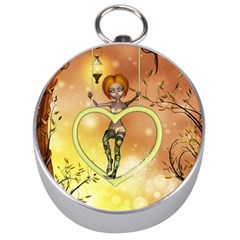 Cute Fairy  On A Swing Made By A Heart Silver Compasses by FantasyWorld7