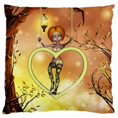 Cute Fairy  On A Swing Made By A Heart Standard Flano Cushion Case (one Side) by FantasyWorld7