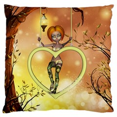 Cute Fairy  On A Swing Made By A Heart Standard Flano Cushion Case (two Sides) by FantasyWorld7