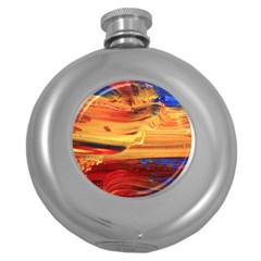 Rainbow Waves Round Hip Flask (5 Oz) by WILLBIRDWELL