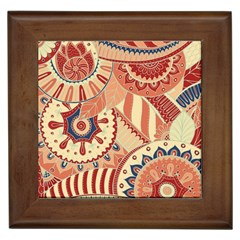 Pop Art Paisley Flowers Ornaments Multicolored 4 Framed Tile