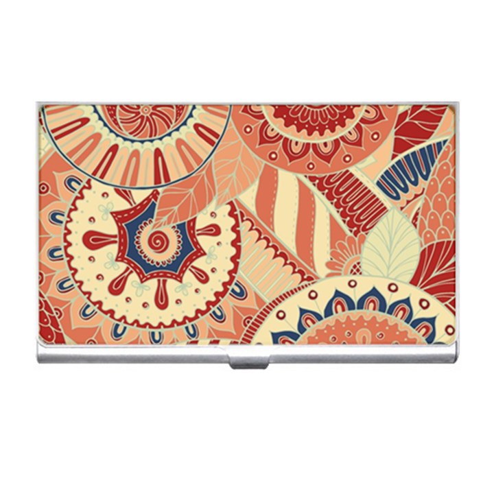 Pop Art Paisley Flowers Ornaments Multicolored 4 Business Card Holder