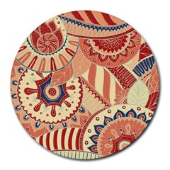 Pop Art Paisley Flowers Ornaments Multicolored 4 Round Mousepads by EDDArt