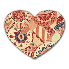 Pop Art Paisley Flowers Ornaments Multicolored 4 Heart Mousepads