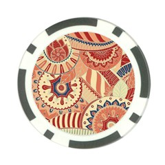 Pop Art Paisley Flowers Ornaments Multicolored 4 Poker Chip Card Guard by EDDArt