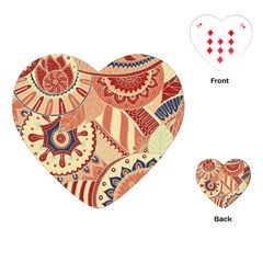 Pop Art Paisley Flowers Ornaments Multicolored 4 Background Solid Dark Red Playing Cards Single Design (heart)