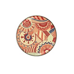 Pop Art Paisley Flowers Ornaments Multicolored 4 Background Solid Dark Red Hat Clip Ball Marker (4 Pack) by EDDArt