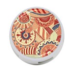 Pop Art Paisley Flowers Ornaments Multicolored 4 Background Solid Dark Red 4-Port USB Hub (Two Sides) Back