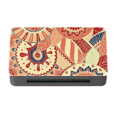 Pop Art Paisley Flowers Ornaments Multicolored 4 Background Solid Dark Red Memory Card Reader With Cf by EDDArt