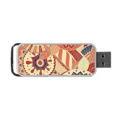 Pop Art Paisley Flowers Ornaments Multicolored 4 Background Solid Dark Red Portable Usb Flash (one Side) by EDDArt