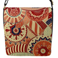 Pop Art Paisley Flowers Ornaments Multicolored 4 Background Solid Dark Red Flap Closure Messenger Bag (s) by EDDArt