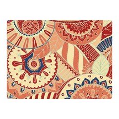 Pop Art Paisley Flowers Ornaments Multicolored 4 Background Solid Dark Red Double Sided Flano Blanket (mini)  by EDDArt