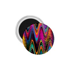 Multicolored Wave Distortion Zigzag Chevrons 2 Background Color Solid Black 1 75  Magnets by EDDArt