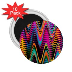 Multicolored Wave Distortion Zigzag Chevrons 2 Background Color Solid Black 2 25  Magnets (10 Pack)  by EDDArt