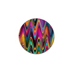 Multicolored Wave Distortion Zigzag Chevrons 2 Background Color Solid Black Golf Ball Marker (4 Pack) by EDDArt