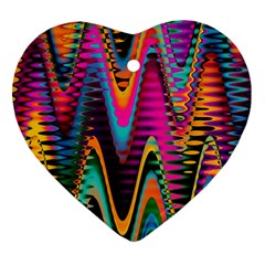 Multicolored Wave Distortion Zigzag Chevrons 2 Background Color Solid Black Heart Ornament (two Sides) by EDDArt