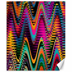 Multicolored Wave Distortion Zigzag Chevrons 2 Background Color Solid Black Canvas 20  X 24  by EDDArt