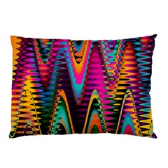 Multicolored Wave Distortion Zigzag Chevrons 2 Background Color Solid Black Pillow Case by EDDArt