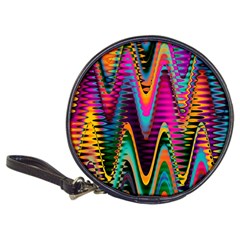 Multicolored Wave Distortion Zigzag Chevrons 2 Background Color Solid Black Classic 20-cd Wallets