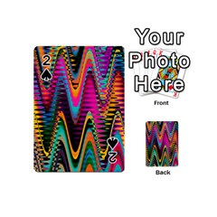 Multicolored Wave Distortion Zigzag Chevrons 2 Background Color Solid Black Playing Cards 54 Designs (mini) by EDDArt