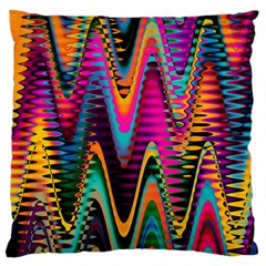 Multicolored Wave Distortion Zigzag Chevrons 2 Background Color Solid Black Large Flano Cushion Case (two Sides) by EDDArt