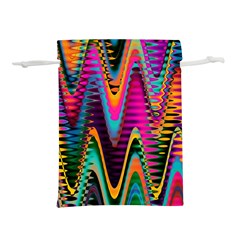 Multicolored Wave Distortion Zigzag Chevrons 2 Background Color Solid Black Lightweight Drawstring Pouch (s) by EDDArt