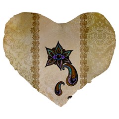 The Fantasy Eye, Mandala Design Large 19  Premium Heart Shape Cushions by FantasyWorld7