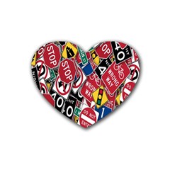 Road Signs Rubber Coaster (heart) 